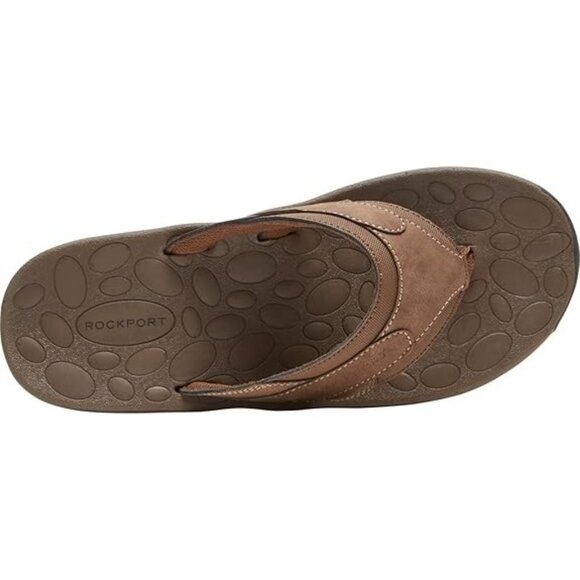 Rockport Mens Hayes Faux Leather Slip-on Flip-Flops